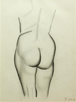 Eric Gill | Female nude study from rear (1926) | MutualArt
