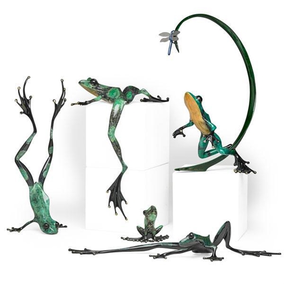 Tim Cotterill | 5 Works: Frogman; statues ; Dragonfly Stargazer, Show Off ; Stretch ; Jungle Jim |