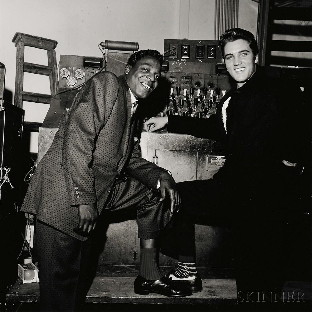Artwork by Ernest Withers, Elvis Presley Backstage with Brook Benton WDIA Goodwill Review, Memphis 1957, Made of Gelatin silver print