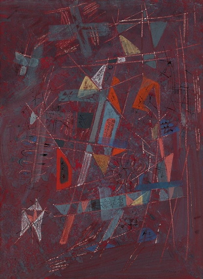 Abstract Composition (Red) by Louis Schanker, 1945
