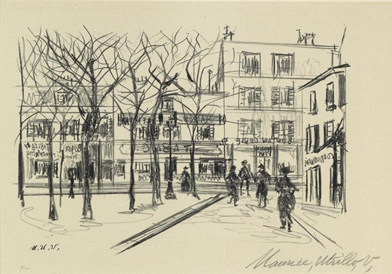 La Place du Tertre, Montmarte by Maurice Utrillo, 1919