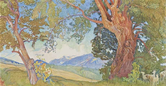Paysage à Savièse by Ernest Biéler, 1925