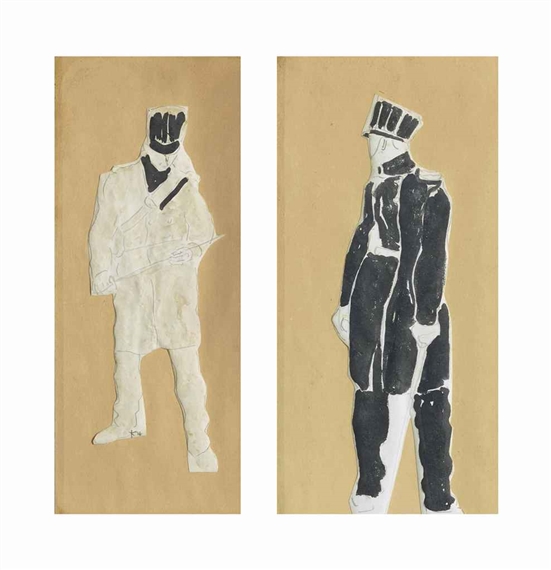 Studien zu Auszug der Jenenser Studenten; Sammelnummer von 2 Ausschnittfiguren