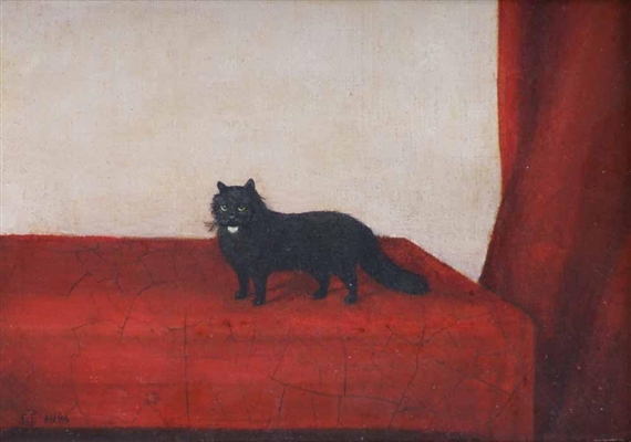 Frederick French | Portrait of a black cat (1886) | MutualArt