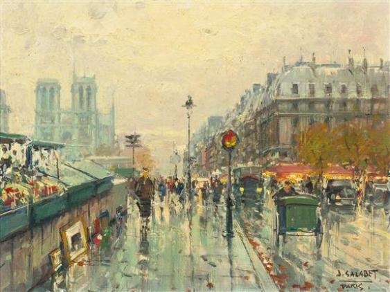 Les Bouquinistes de Notre Dame by Juan Bayón Salado, 1957