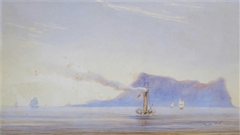 H.M. Steam Packet Firebrand leaving Gibraltar for Malta on 10th Aug. 1832 - George Hotham