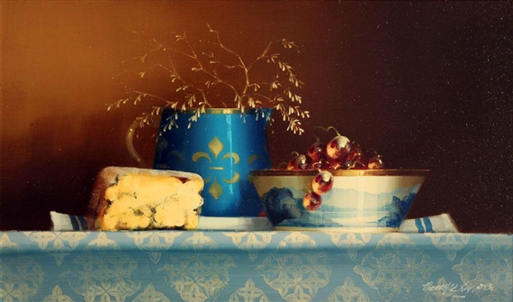 Blue Tableware and Stilton by David French le Roy