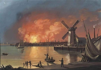 A View of the New York Fire, Taken Near the Mill in Brooklyn, December 16, 1835 - Nicolino Vicompte Calyo