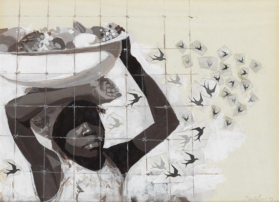 Untitled (Young Worker with Birds) by Ernest Crichlow, 1979