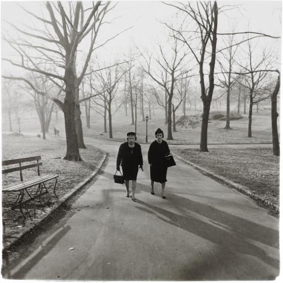Two ladies walking in Central Park, N.Y.C by Diane Arbus, 1963, printed later