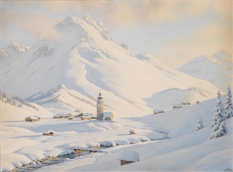A view of Lech am Arlberg at snow - Carl Kessler
