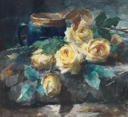 Frans Mortelmans | Still life with yellow roses | MutualArt