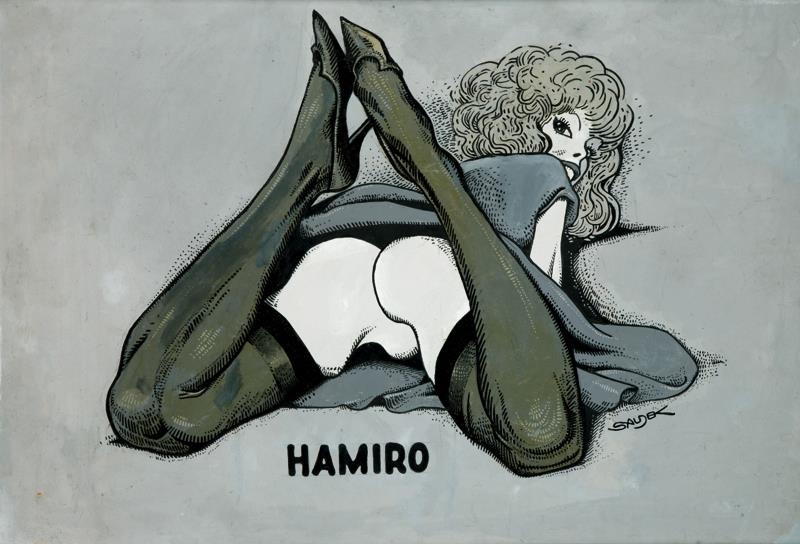 Artwork by Kaja Saudek, Hamiro, Made of gouache, ink, varnish, cardboard