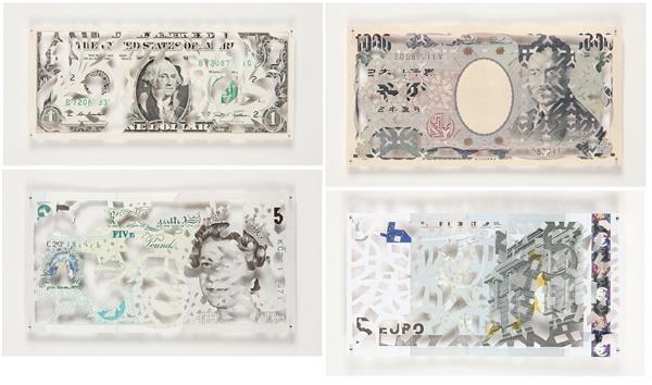 Artwork by Samuel Coisne, Money Lace, Made of Cut-out banknotes