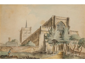 St. Alban's Abbey from the west - Jacob C. Schnebbelie