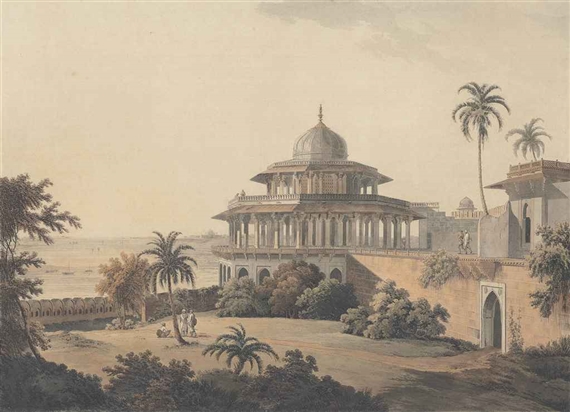 Hindoo Temples at Bindrabund on the River Jumna. March 1795.; The Chalees Satoon in the Fort of Allahabad on the River Jumna. July 1795.; Hindoo Temples at Agouree, on the River Soane, Bahar. September 1796.; Sculptured Rocks, at Mavalipuram, on the Coast of Coromandel. Octr 15 1799.; The Entrance of an excavated Hindoo Temple, at Mavalipuram. Octr 15 1799; Jag Deo & Warrangur, Hill Forts in...
