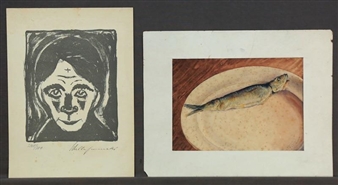 2 Works: Sardine & German Expressionist - F. Kohlberg