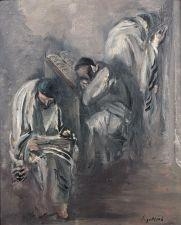 Artwork by Leopold Gottlieb, HOMMES LISANT, Made of oil on panel