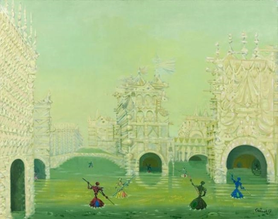 TROISIEME VUE DE VENISE, AUX NEUF GONDOLES by Lucien Coutaud, 1957