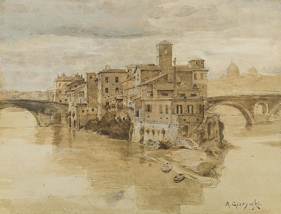 Rome. Isola Tiberina by Aleksander Gierymski, 1885