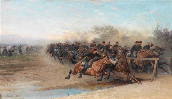 Cadets of the Nikolaevsky Engineering Academy on Manoeuvre by Ivan Pranishnikoff, 1888
