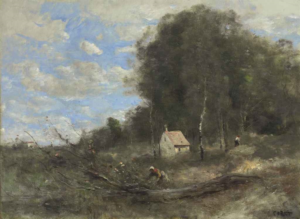 Le cottage de boucherons by Jean Baptiste Camille Corot, circa 1865-1870