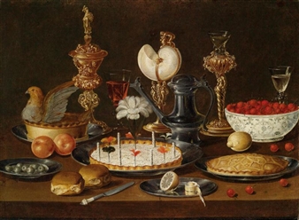 An opulent still life with a nautilus cup - Artus Claessens
