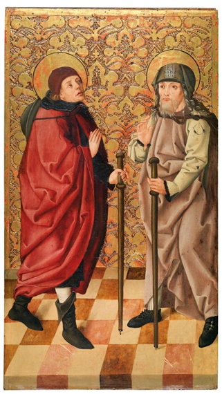 Two Roman pilgrims, probably Saint Judoc and a companion (Saint Coloman of Stockerau?) by Hungarian School, 15th Century