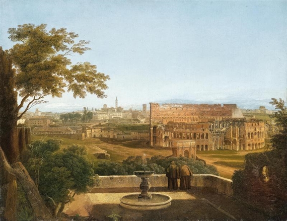 View from the Horti Farnesiani onto the Colosseum by Roman School, 19th Century
