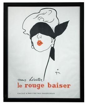 Le Rouge Baiser、Paris 1948/ルネ グリュオ/ポスター 1948 広告＞Rene Gruau ルネ グリュオ Rouge Baiser ポスター