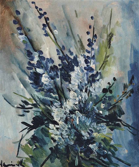 MAURICE DE VLAMINCK、BOUQUET DE FLEURS ▷ Bouquet de fleurs rouges by Maurice Vlaminck, 1965