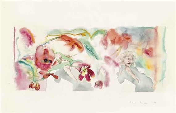 Double image with tulips by Patrick Procktor, 1969