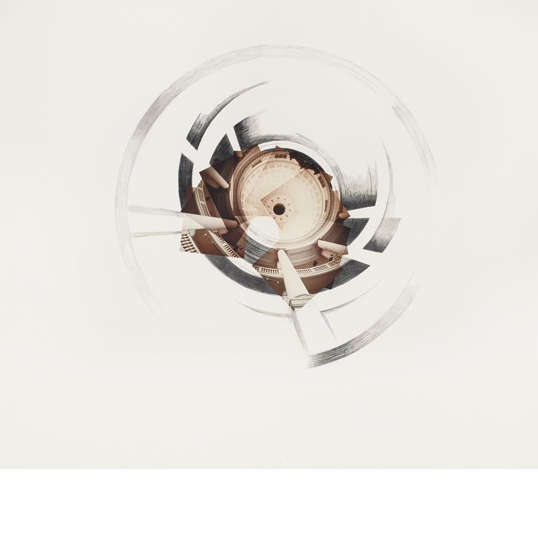 Artwork by Jan Dibbets, Round Lutheran Church, Made of Lithograph and photo collage on paper