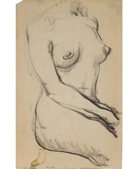Double Sided Drawing of a Nude - Boris Lopatinsky