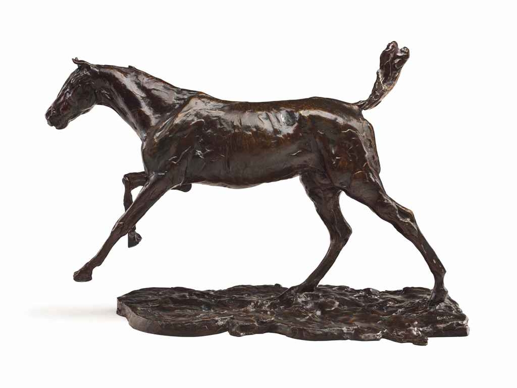 Artwork by Edgar Degas, Cheval au galop sur le pied droit, Made of bronze with brown patina