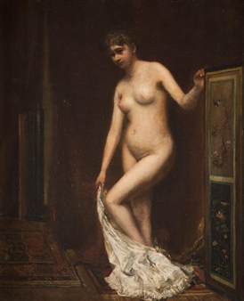 NUDE STEPPING OUT OF HER PETTICOAT - Telemague Eksergian