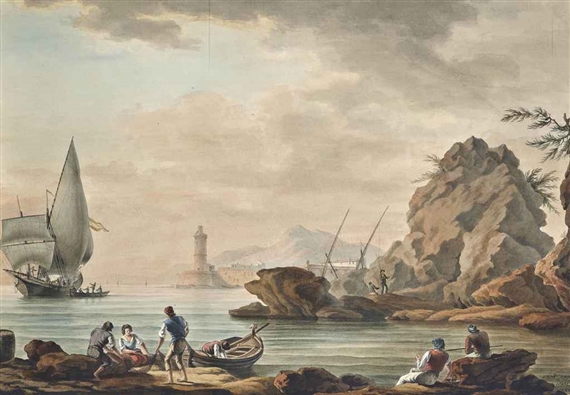 Antoine Roux | A Spanish xebec lying off the French coast near ...