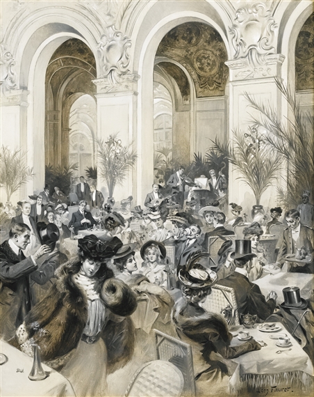 FRENCH CONCERT AT THE CAFÉ DE LA PAIX, PARIS by Jean Joseph Léon Fauret