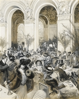 FRENCH CONCERT AT THE CAFÉ DE LA PAIX, PARIS - Jean Joseph Léon Fauret