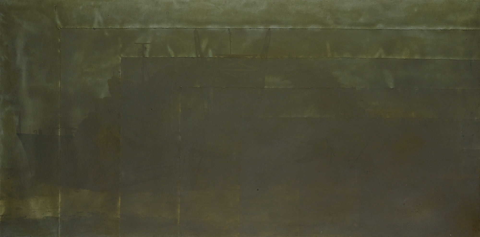 Artwork by Keith Milow, DRIFTER, Made of polyester resin and aluminium powder on canvas