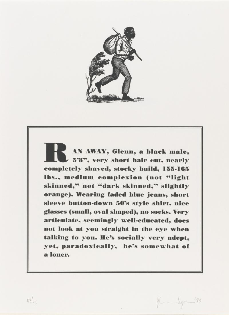 Glenn Ligon | 10 Works: Runaways (1993) | MutualArt