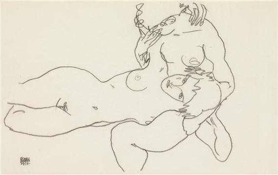 ZWEI WEIBLICHER AKTE (TWO FEMALE NUDES) by Egon Schiele, 1917