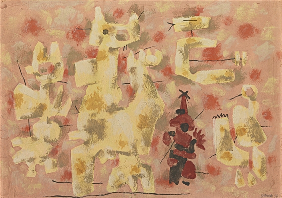 HEITERE BEWEGUNG AUF ROSA (SERENE MOVEMENT ON PINK) by Willi Baumeister, 1946