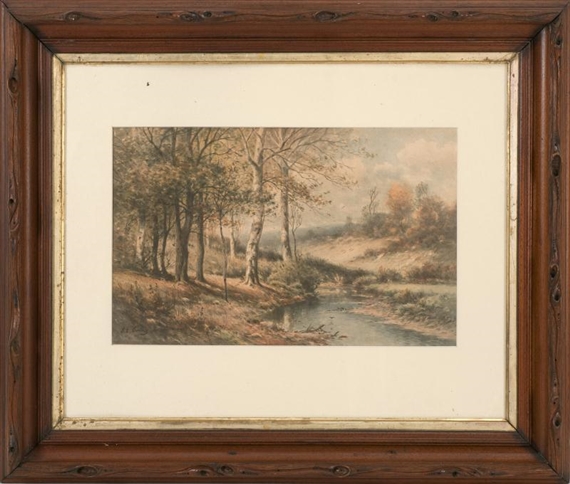 Birches along a forest stream by Ernest George