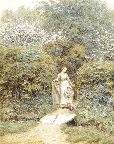 At the cottage gate by Helen Allingham