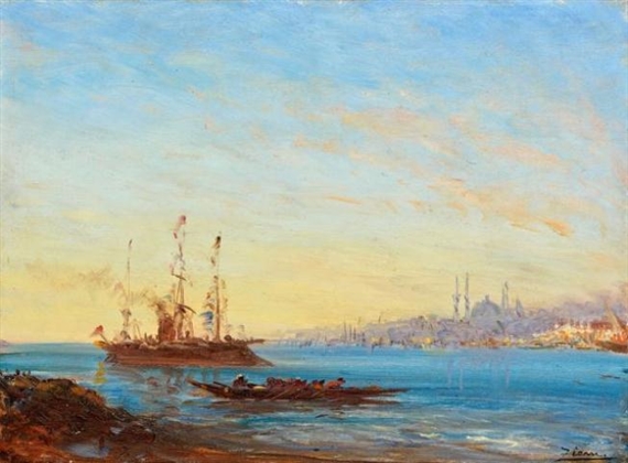 Trois-mâts au large de la Corne d'Or à Constantinople