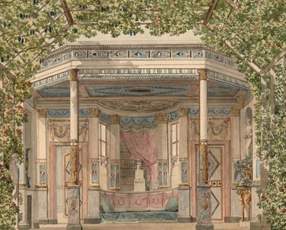 Projet de kiosque à musique autour du buste d'André Gretry by Pierre-François-Léonard Fontaine