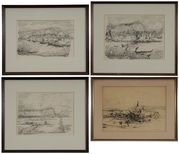 landscapes with towns by Ludwig Kempe