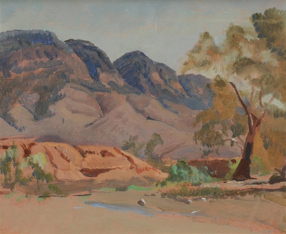 Tree and Mountain, Central Australia by Douglas Robert Dundas, circa 1973