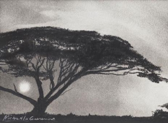 Two works: African Sunrise; African Thorntree - Michael La Guerenne
